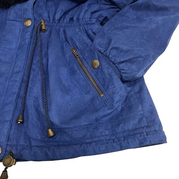 Skea Paris Vail Vintage Ski Zip-up Jacket Faux Fur Trim Winter Coat Blue Size 12 - Picture 5 of 10